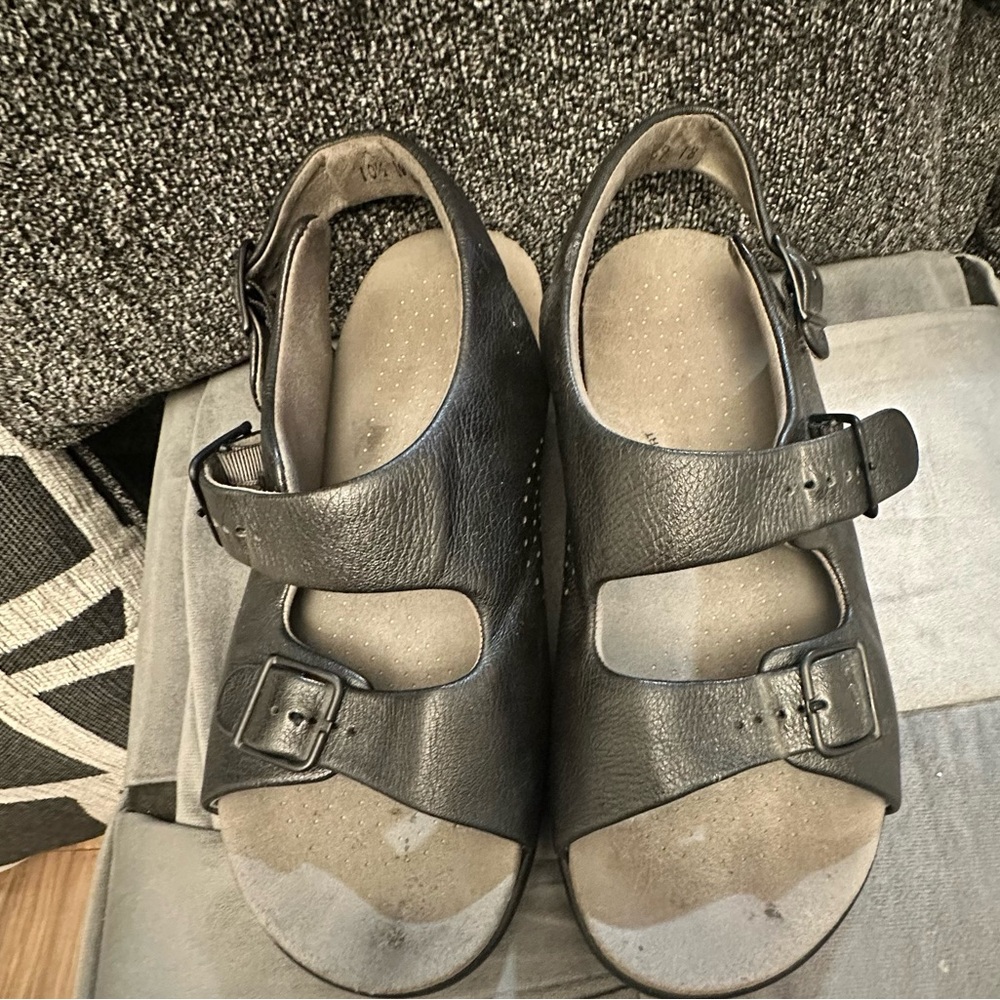 SAS TRIPAD COMFORT SANDALS, Black Pebble Leather, Made in USA, Women’s 10.5